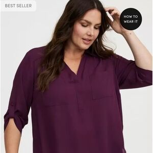 torrid Deep Plum V-Neck Utility Tunic